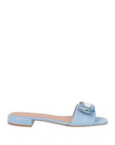 Baldinini Woman Sandals Light Blue Size 6 Leather