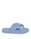 Baldinini Woman Sandals Light Blue Size 11 Soft Leather