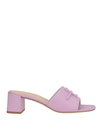 Baldinini Woman Sandals Lilac Size 11 Calfskin In Purple