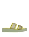 Baldinini Woman Sandals Lime Green Size 6 Leather, Textile Fibers In Green