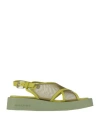 Baldinini Woman Sandals Lime Green Size 10 Leather, Textile Fibers In Green