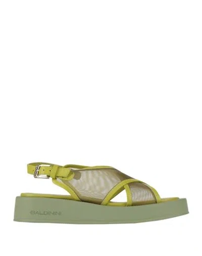 Baldinini Woman Sandals Lime Green Size 10 Leather, Textile Fibers