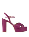 Baldinini Woman Sandals Mauve Size 8 Soft Leather In Purple