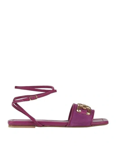 Baldinini Woman Sandals Mauve Size 8 Leather In Purple