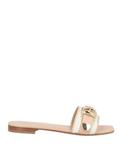 Baldinini Woman Sandals Off White Size 6 Leather, Synthetic Raffia