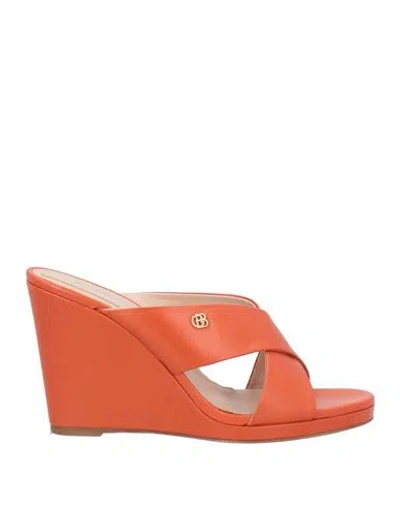 Baldinini Woman Sandals Orange Size 10 Leather