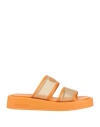 Baldinini Woman Sandals Orange Size 11 Leather, Textile Fibers