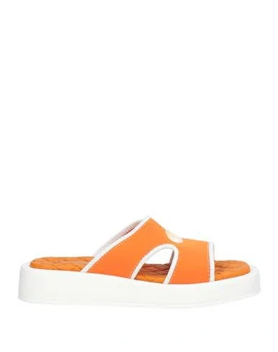 Baldinini Woman Sandals Orange Size 6 Textile Fibers