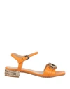 Baldinini Woman Sandals Orange Size 7 Leather In Orange