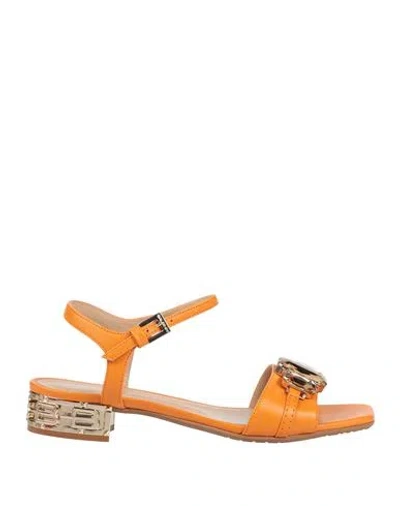 Baldinini Woman Sandals Orange Size 7 Leather