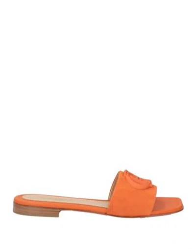 Baldinini Woman Sandals Orange Size 6 Leather