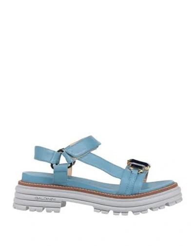 Baldinini Woman Sandals Pastel Blue Size 6 Leather