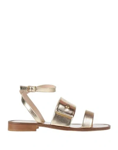 Baldinini Woman Sandals Platinum Size 10 Leather In Gold