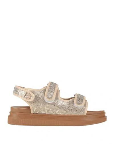 Baldinini Woman Sandals Platinum Size 6 Leather In Grey