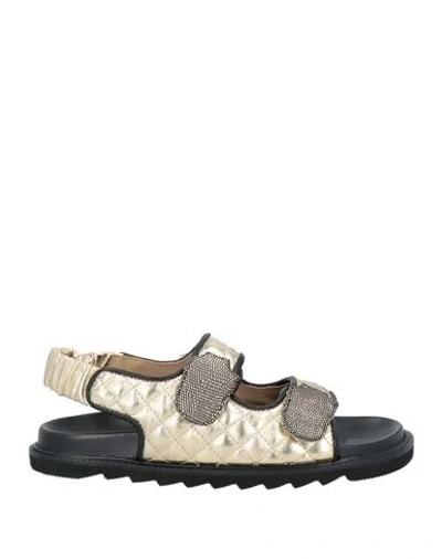 Baldinini Woman Sandals Platinum Size 6 Leather In Grey
