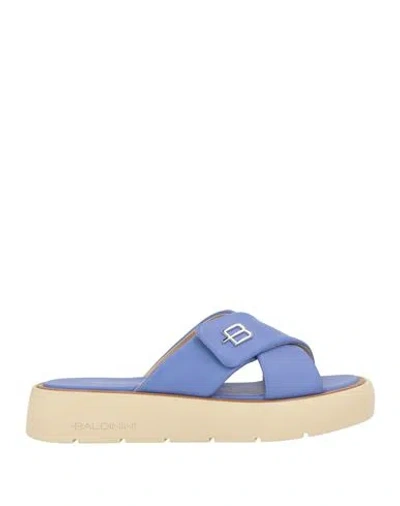 Baldinini Woman Sandals Purple Size 10 Leather In Blue