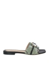 Baldinini Woman Sandals Sage Green Size 7.5 Leather In Sage Green
