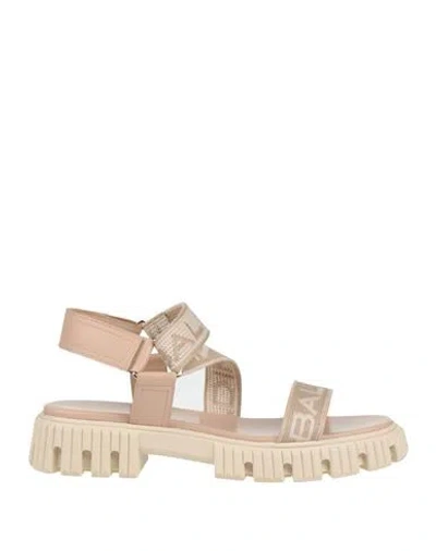 Baldinini Woman Sandals Sand Size 7.5 Textile Fibers In Neutral