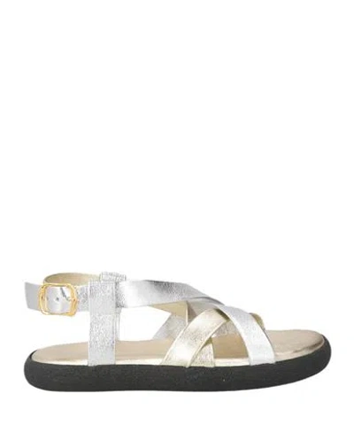 Baldinini Woman Sandals Silver Size 5 Leather In White