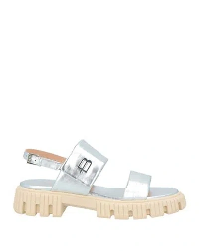 Baldinini Woman Sandals Silver Size 8 Leather In White