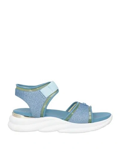 Baldinini Woman Sandals Sky Blue Size 11 Leather