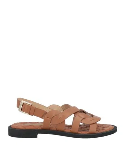 Baldinini Woman Sandals Tan Size 6.5 Calfskin In Brown