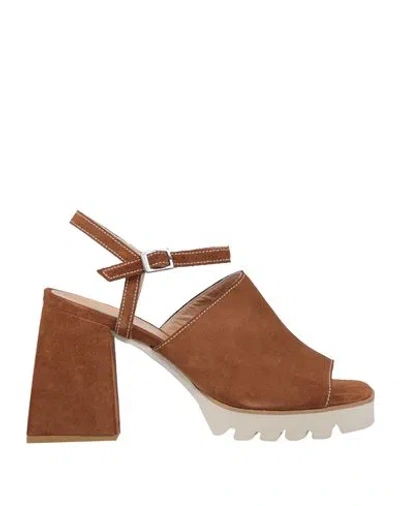 Baldinini Woman Sandals Tan Size 7 Leather In Brown