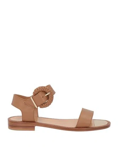 Baldinini Woman Sandals Tan Size 9 Calfskin In Brown