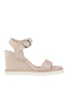 Baldinini Woman Sandals Taupe Size 11 Calfskin In Grey
