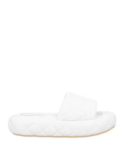 Baldinini Woman Sandals White Size 11 Textile Fibers