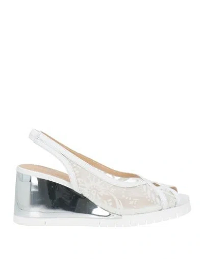 Baldinini Woman Sandals White Size 7.5 Textile Fibers, Leather