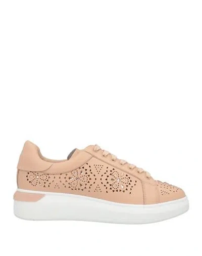 Baldinini Woman Sneakers Apricot Size 9 Calfskin In Orange