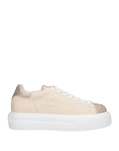 Baldinini Woman Sneakers Beige Size 5 Soft Leather, Textile Fibers