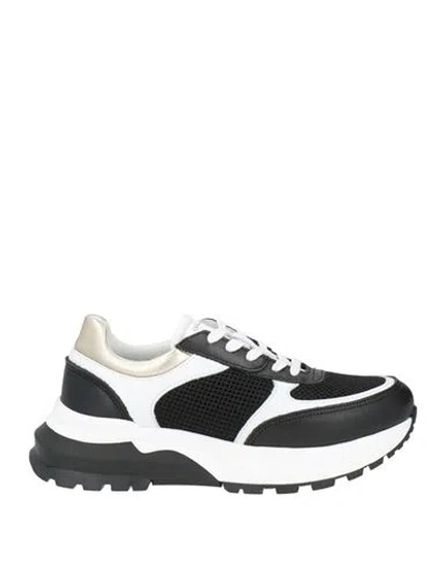 Baldinini Woman Sneakers Black Size 10 Leather, Textile Fibers In Multi