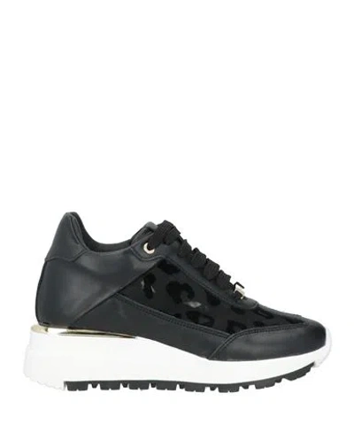 Baldinini Woman Sneakers Black Size 6 Leather, Textile Fibers