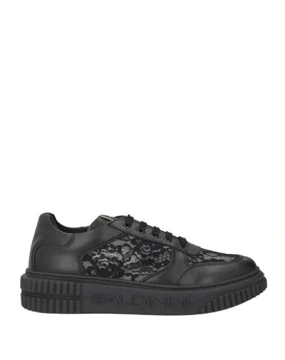 Baldinini Woman Sneakers Black Size 6 Leather, Textile Fibers