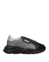 Baldinini Woman Sneakers Black Size 6 Soft Leather, Textile Fibers In Black