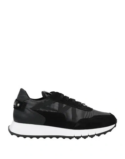 Baldinini Woman Sneakers Black Size 7 Soft Leather, Textile Fibers