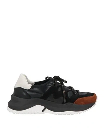 Baldinini Woman Sneakers Black Size 6 Textile Fibers, Leather