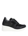 Baldinini Woman Sneakers Black Size 9 Leather, Textile Fibers In Black