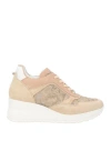 Baldinini Woman Sneakers Light Pink Size 11 Leather, Textile Fibers In Pink