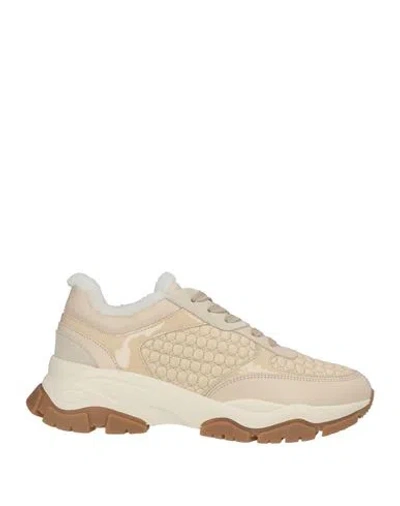 Baldinini Woman Sneakers Cream Size 9 Leather, Synthetic Material In Neutral