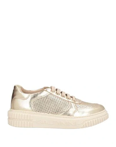 Baldinini Woman Sneakers Gold Size 7 Leather