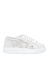 Baldinini Woman Sneakers Light Grey Size 11 Soft Leather In Grey