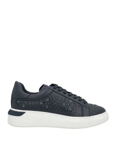 Baldinini Woman Sneakers Midnight Blue Size 8.5 Calfskin