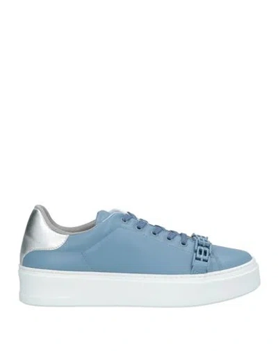 Baldinini Woman Sneakers Pastel Blue Size 6 Calfskin