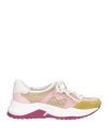 Baldinini Woman Sneakers Pink Size 6.5 Calfskin, Textile Fibers In Pink