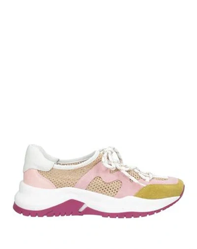 Baldinini Woman Sneakers Pink Size 6.5 Calfskin, Textile Fibers
