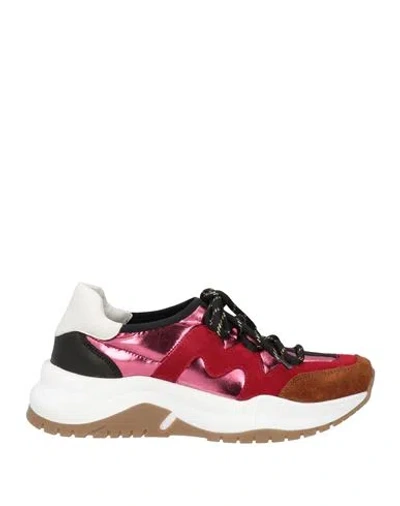 Baldinini Woman Sneakers Red Size 7 Textile Fibers, Leather