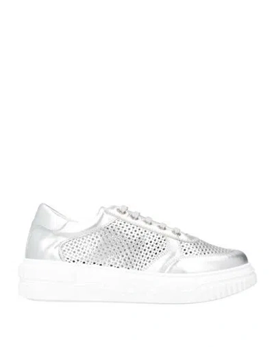 Baldinini Woman Sneakers Silver Size 8 Leather